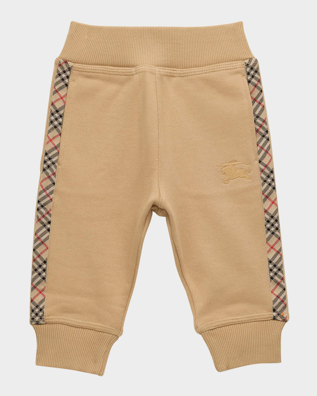 Boy's Jackson Check-Tape Cotton Jogger Pants, Size 6M-2